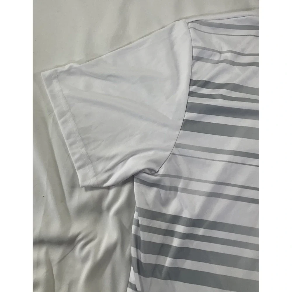 PGA Tour Pro series Men's White and Gray Striped Golf Polo Shirt Size XXL 222